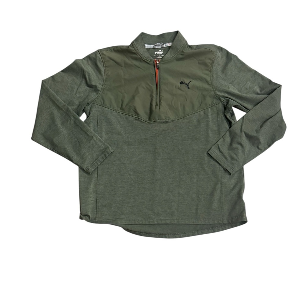 Puma Olive Green 1/4 Zip Performance Pullover Long Sleeve Men’s Medium